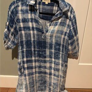 Cloth & Stone Blue and White Plaid Women’s   Dress